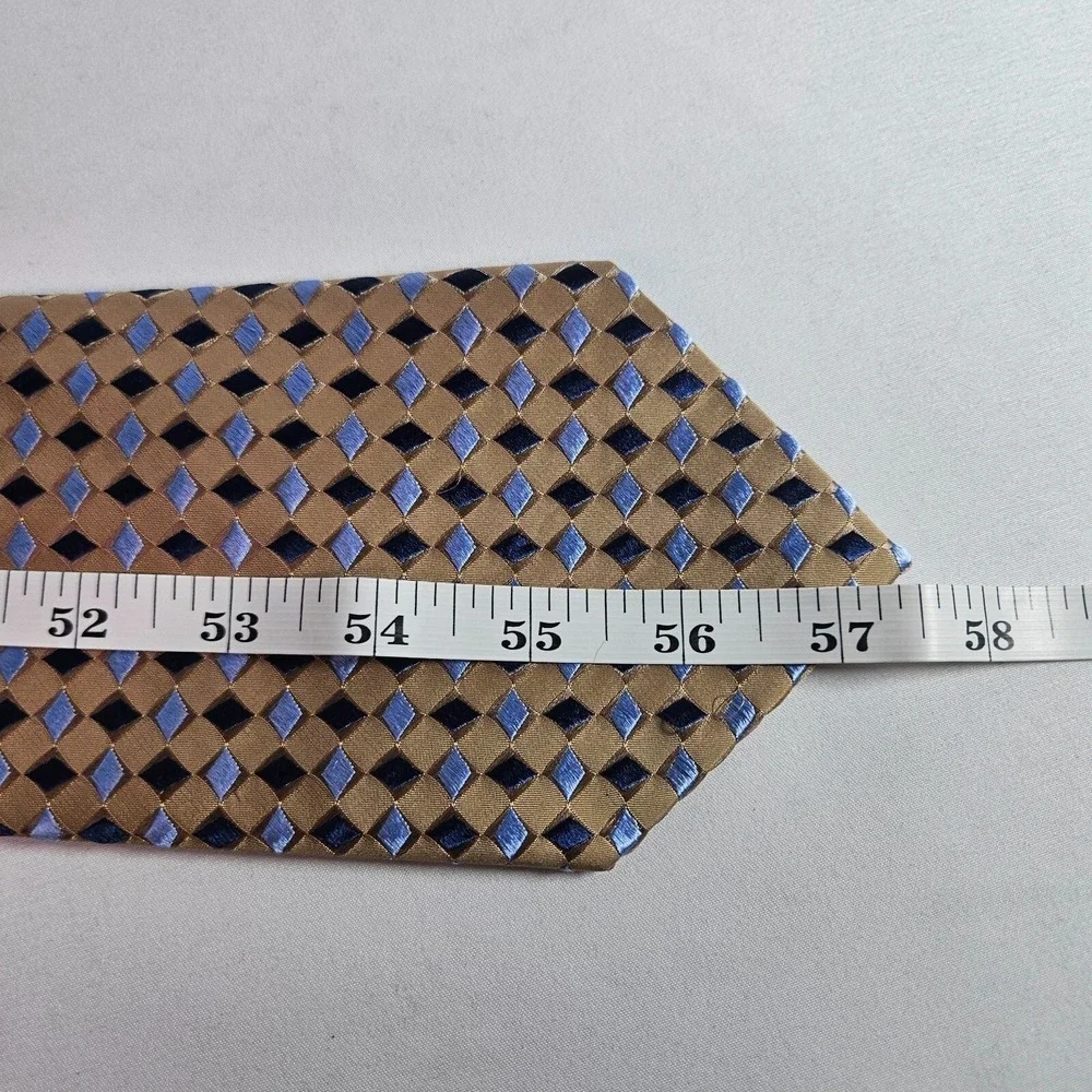Geoffrey Beene 100% Silk Hand Made‎ Tie Geometric Gold 4